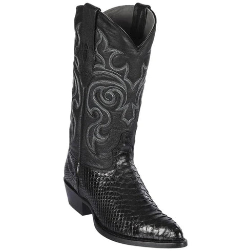 Los Altos Boots - Mens Dress Cowboy Boot - Low Priced Black Snakeskin Boots- in Black