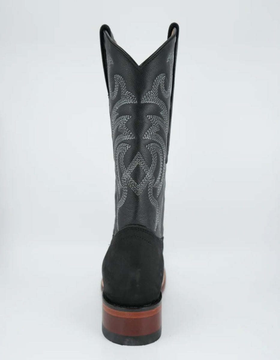 Los Altos Men's Nobuck Black Wide Square Toe Boot – OvercoatUSA