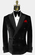 Double Breasted Tuxedo - Velvet Tuxedo Dinner Jacket In Black - Navy - Emerald Green - Burgundy