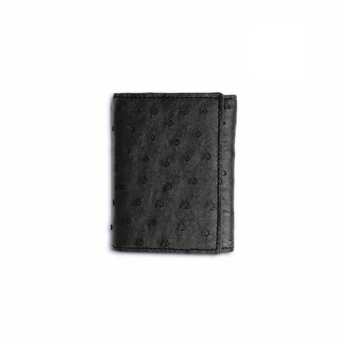 Ferrini Full Quill Ostrich Trifold Black