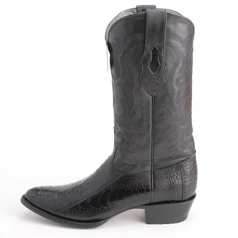 Los Altos Black Western Boots Genuine Ostrich Skin