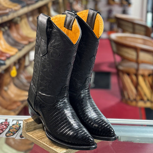 Black Lizard Print Cowboy Boot