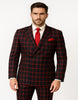 1920s Gangster Suit - Red Plaid Double Breasted Blazer With Matching Pants
