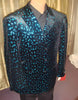 Black and Turquoise Velvet Party Blazer for Men