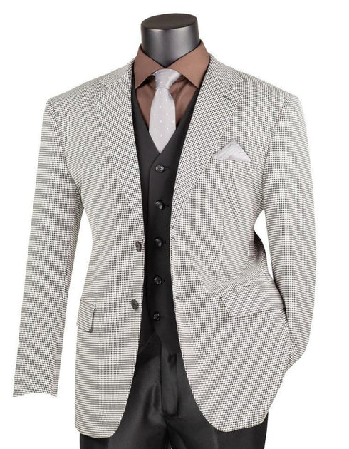 Mens Sport Coat Houndstooth Vinci Black and White Suit