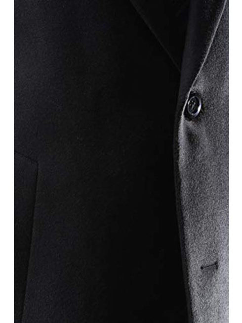 Men's Caravelli Two Button 3/4 Length Black Long men's Car Coat Dress Topcoat - Winter coat