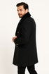 Men’s Black Double-Breasted Overcoat with Faux Fur Collar and Gold Buttons