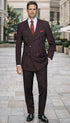 Black and Red Pinstripe Double breasted Suit - 100% Wool Modern Fit Side Vents by Statement brand