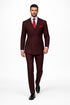 Black and Red Pinstripe Double breasted Suit - 100% Wool Modern Fit Side Vents by Statement brand