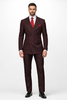 Black and Red Pinstripe Double breasted Suit - 100% Wool Modern Fit Side Vents by Statement brand