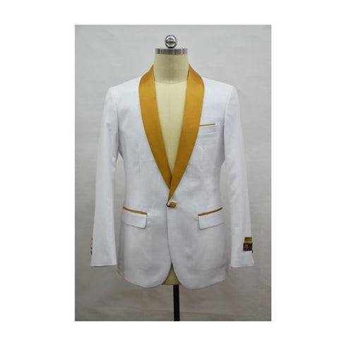 Blazer White Gold Tuxedo Dinner Jacket Two Toned