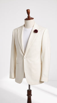 Men’s 007 James Bond White Tuxedo Jacket, Classic Ivory Formal Dinner Jacket for Weddings, Prom and Costume Parties