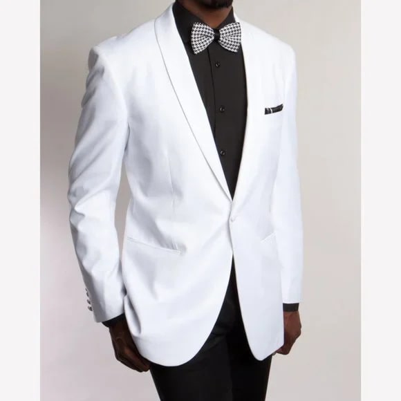 Simple White Tuxedo Suit Blazer Sports Coat Jacket, Modern Fit