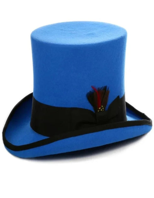 Victorian Steampunk Top Hat - 1800 19th Century - Dressy Loden Felt Top Royal Blue Hat