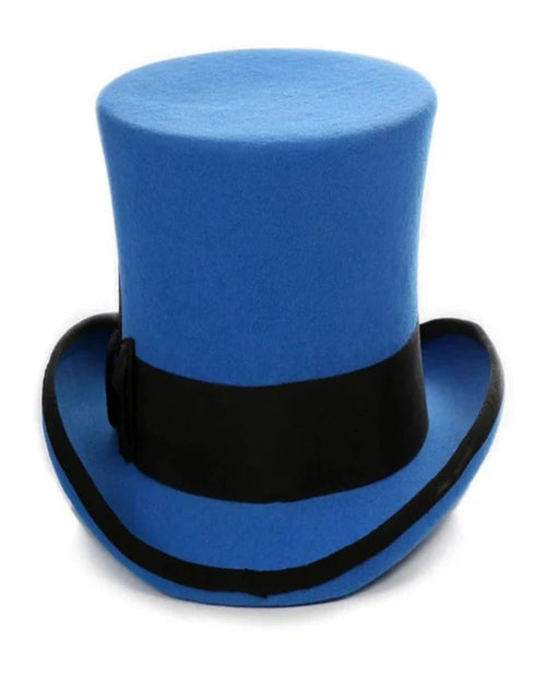 Victorian Steampunk Top Hat - 1800 19th Century - Dressy Loden Felt Top Royal Blue Hat