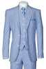 Mens 2 Button Vested Summer Seersucker Blue Suit