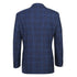 Mens Classic Fit Two Button Wool and Linen Blue Windowpane Plaid Sportcoat Blazer