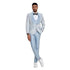 2025 Prom Special Blue Tuxedo Suit w/ Double-Breasted Vest by Tazzio