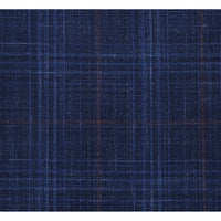 Mens Classic Fit Two Button Wool and Linen Blue Windowpane Plaid Sportcoat Blazer