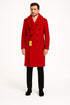 Mens Double Breasted Red Overcoat with Bold Red Faux Fur Collar – Alberto Nardoni Luxury Winter Coat