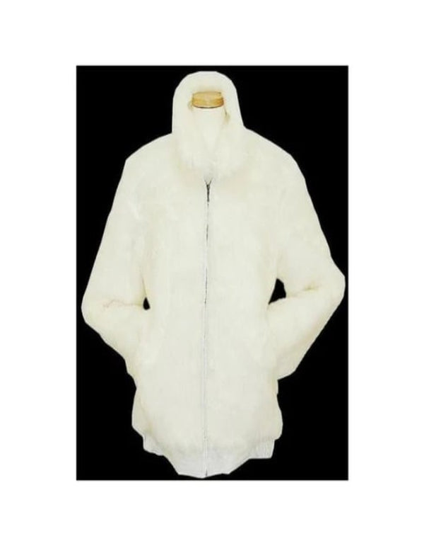 Joe Namath Fur Coat - Mens White Bomber Faux Coat