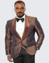 Mens Brown Paisley Hybrid Fit Tuxedo Jacket Wedding - Prom Tuxedo