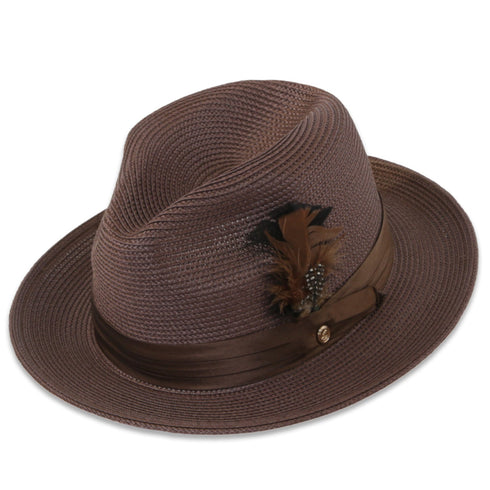 Tapa Crushable Straw Hat Fedora in Brown