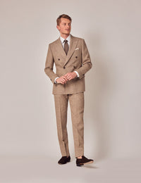 Mens Linen Suit For Beach Wedding - Summer  Suit in Brown