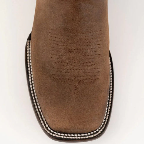 Ferinni Boot - Mens Dress Cowboy Boot  - Ferrini Men's Hunter Square Toe Boots Handcrafted - Brown