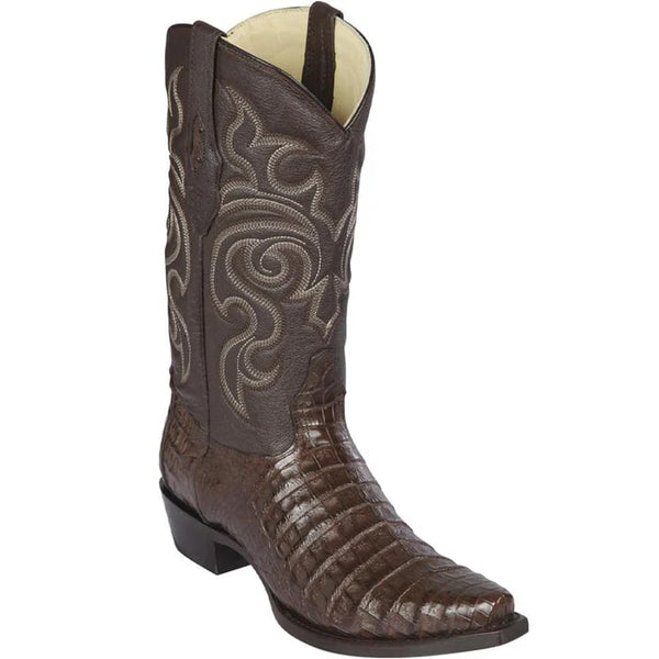 Los Altos Boots - Mens Dress Cowboy Boot - Low Priced Brown Caiman Belly Snip Toe Western Boots- in Brown