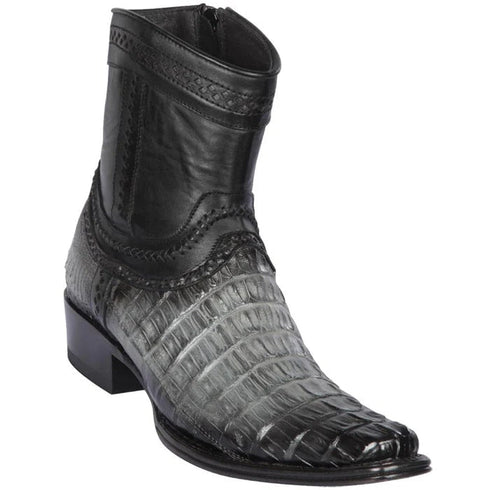 Los Altos Boots - Mens Dress Cowboy Boot - Low Priced  Ankle Caiman Tail Boots- in Grey