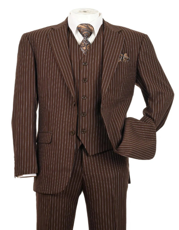 1920s Mens Suit - 1920s Mens Outfit - 1920s  costume  Bold Pinstripe Wide Suit in Brown