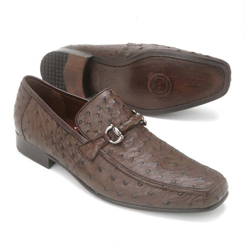 Los Altos Brown Genuine Full Quill Ostrich Slip-On Loafers