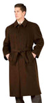 Full Length Belted Style Mens Raglan Overcoat - Wool Fabric Belted Black Loops Coat