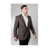 Brown Pattern Jacket Side Vents Slim Fit Camouflage Blazer