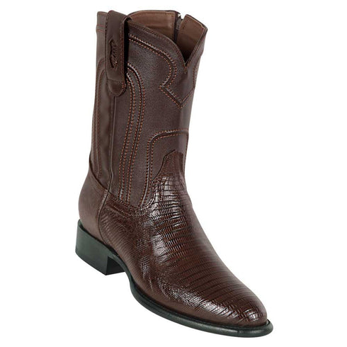 Los Altos Men's Genuine Lizard Teju Skin Brown Zipper Roper Toe Boot