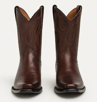 Brown Semi Square Toe Mens Western Boots