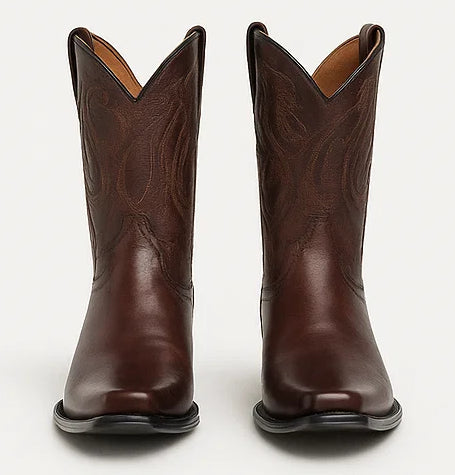 Brown Semi Square Toe Mens Western Boots