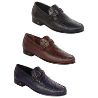 Lombardy Men's Ostrich Quill Calfskin Bit Loafers