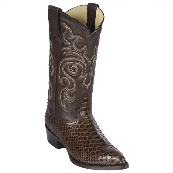 Los Altos Boots - Mens Dress Cowboy Boot - Low Priced Brown Snakeskin Boots- in Brown