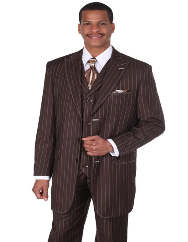 1920s Mens Suit - 1920s Mens Outfit - 1920s  costume  Bold Pinstripe  Brown Suit