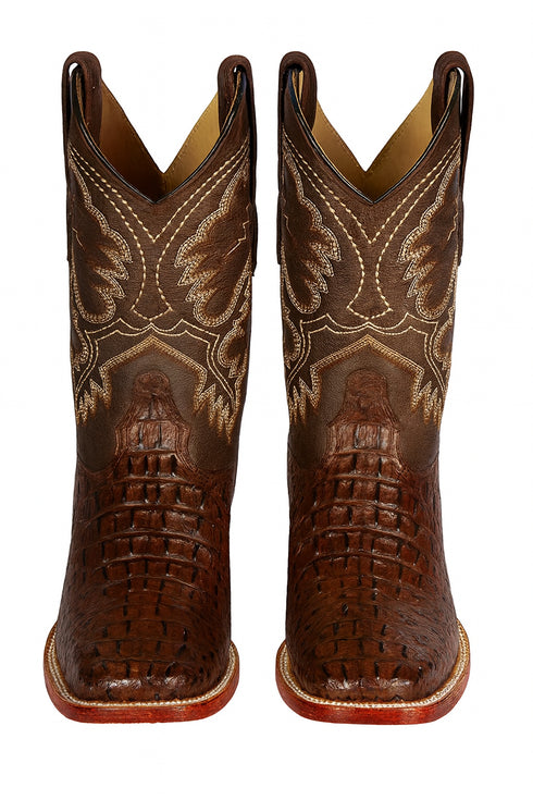 Botas Cuadrada de Cocodrilo Caiman Lomo