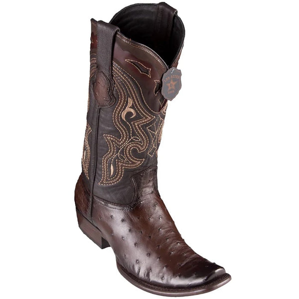 Los Altos Boots - Mens Dress Cowboy Boot - Low Priced Brown Ostrich Boots Dubai Square Toe- in Brown