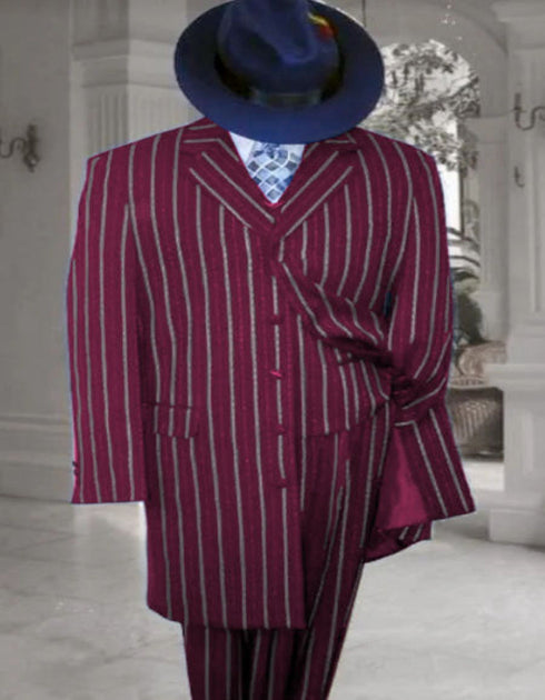 Burgundy Zoot Suit - 1920s Suit - Gangster Long Suit