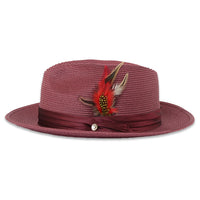 Tapa Crushable Straw Hat Fedora in Burgundy