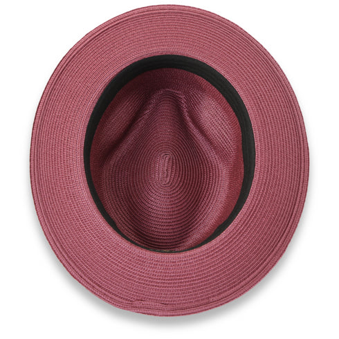 Tapa Crushable Straw Hat Fedora in Burgundy