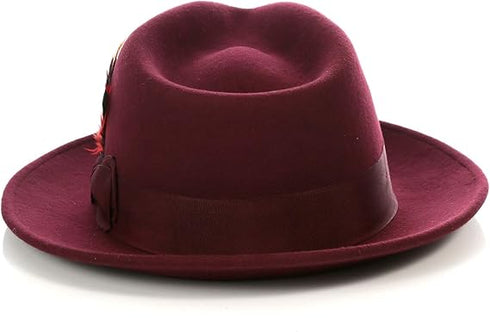 Premium Godfather Hat - Homburg Hat - Men's Homburg Burgundy