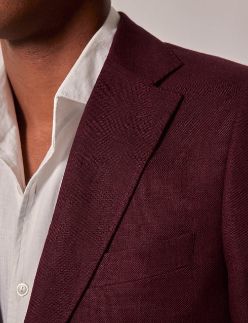 Mens Linen Suit For Beach Wedding - Summer Suit in Burgundy