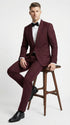 Men's Burgundy and Burgundy Shawl Lapel Tuxedo Suit | Classic Formal Wedding Prom Dinner Jacket Set