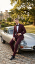 Men's Burgundy and Burgundy Shawl Lapel Tuxedo Suit | Classic Formal Wedding Prom Dinner Jacket Set